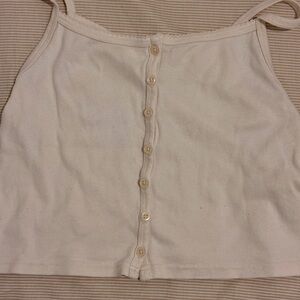 Brandy Melville Cream Button-Up Crop Top